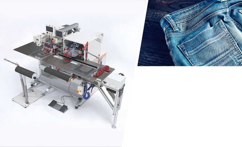 Fully Automatic Programmable Pocket Setter Unit For Jeans & Pants